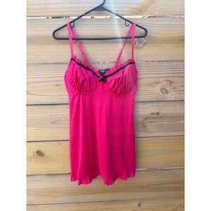 Smart & Sexy Hot Pink Underwire Chemise Nightgown Ruffle Hem 38D S70040